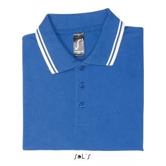   PASADENA férfi galléros póló kontrasztos csíkokkal, SOL'S SO00577, Royal Blue/White-S
