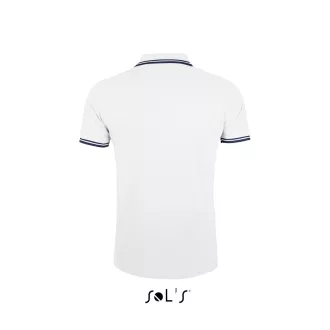   PASADENA férfi galléros póló kontrasztos csíkokkal, SOL'S SO00577, White/Navy-S