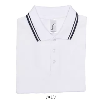   PASADENA férfi galléros póló kontrasztos csíkokkal, SOL'S SO00577, White/Navy-S