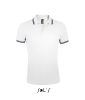 PASADENA férfi galléros póló kontrasztos csíkokkal, SOL'S SO00577, White/Navy-XL