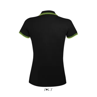   PASADENA Női galléros póló kontrasztos csíkokkal, SOL'S SO00578, Black/Lime-S