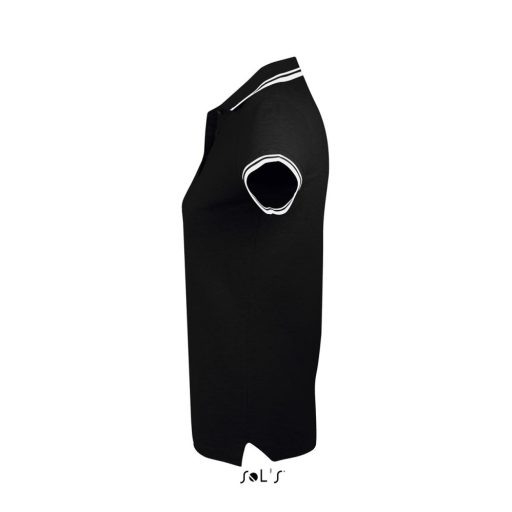 PASADENA Női galléros póló kontrasztos csíkokkal, SOL'S SO00578, Black/White-2XL