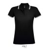 PASADENA Női galléros póló kontrasztos csíkokkal, SOL'S SO00578, Black/White-2XL