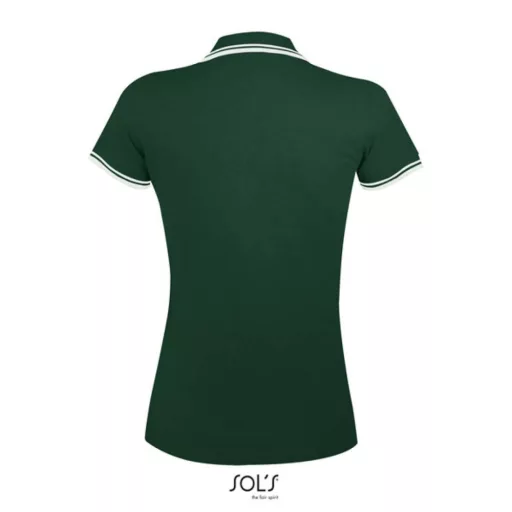 PASADENA Női galléros póló kontrasztos csíkokkal, SOL'S SO00578, Forest Green/White-L