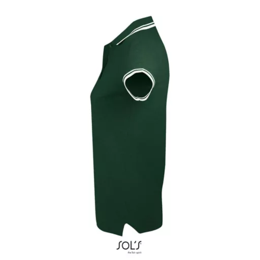 PASADENA Női galléros póló kontrasztos csíkokkal, SOL'S SO00578, Forest Green/White-L