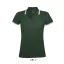 PASADENA Női galléros póló kontrasztos csíkokkal, SOL'S SO00578, Forest Green/White-M