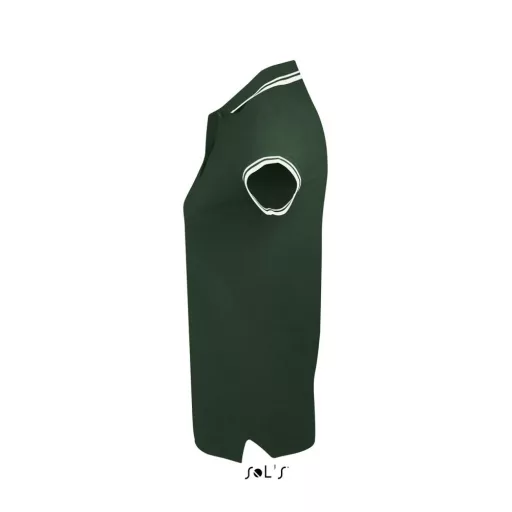 PASADENA Női galléros póló kontrasztos csíkokkal, SOL'S SO00578, Forest Green/White-M