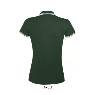   PASADENA Női galléros póló kontrasztos csíkokkal, SOL'S SO00578, Forest Green/White-S