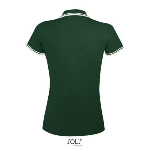 PASADENA Női galléros póló kontrasztos csíkokkal, SOL'S SO00578, Forest Green/White-S