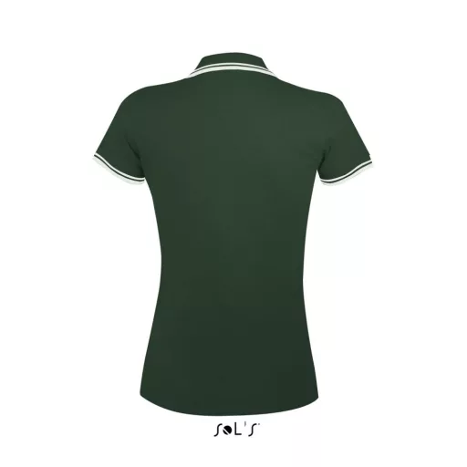 PASADENA Női galléros póló kontrasztos csíkokkal, SOL'S SO00578, Forest Green/White-XL