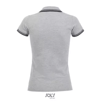   PASADENA Női galléros póló kontrasztos csíkokkal, SOL'S SO00578, Grey/Navy-S