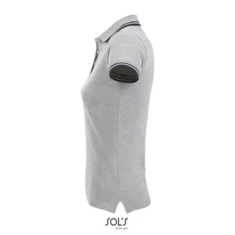   PASADENA Női galléros póló kontrasztos csíkokkal, SOL'S SO00578, Grey/Navy-S