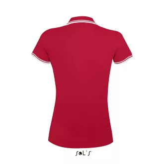   PASADENA Női galléros póló kontrasztos csíkokkal, SOL'S SO00578, Red/White-S