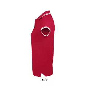   PASADENA Női galléros póló kontrasztos csíkokkal, SOL'S SO00578, Red/White-S