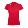 PASADENA Női galléros póló kontrasztos csíkokkal, SOL'S SO00578, Red/White-S