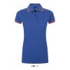 PASADENA Női galléros póló kontrasztos csíkokkal, SOL'S SO00578, Royal Blue/Neon Coral-L