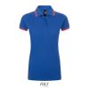 PASADENA Női galléros póló kontrasztos csíkokkal, SOL'S SO00578, Royal Blue/Neon Coral-L
