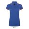 PASADENA Női galléros póló kontrasztos csíkokkal, SOL'S SO00578, Royal Blue/Neon Coral-M