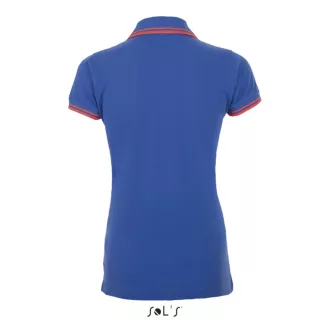   PASADENA Női galléros póló kontrasztos csíkokkal, SOL'S SO00578, Royal Blue/Neon Coral-M