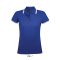 PASADENA Női galléros póló kontrasztos csíkokkal, SOL'S SO00578, Royal Blue/White-2XL