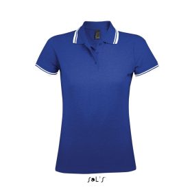   PASADENA Női galléros póló kontrasztos csíkokkal, SOL'S SO00578, Royal Blue/White-S