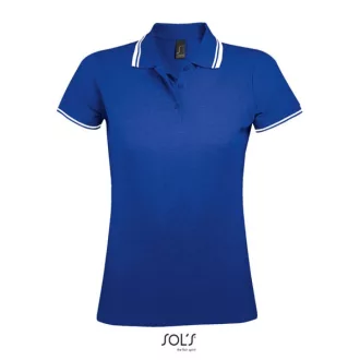   PASADENA Női galléros póló kontrasztos csíkokkal, SOL'S SO00578, Royal Blue/White-S