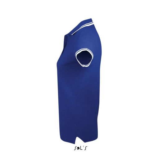 PASADENA Női galléros póló kontrasztos csíkokkal, SOL'S SO00578, Royal Blue/White-XL