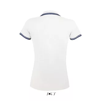   PASADENA Női galléros póló kontrasztos csíkokkal, SOL'S SO00578, White/Navy-S