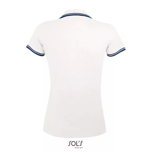 PASADENA Női galléros póló kontrasztos csíkokkal, SOL'S SO00578, White/Navy-S
