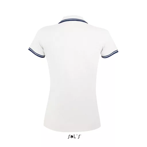 PASADENA Női galléros póló kontrasztos csíkokkal, SOL'S SO00578, White/Navy-XL
