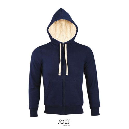 Uniszex cipzáras kapucnis pulóver, sherpa béléssel, SOL'S SO00584, French Navy-2XL