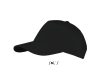 Uniszex pamut 5 paneles baseball sapka, SOL'S SO00594, Black-U