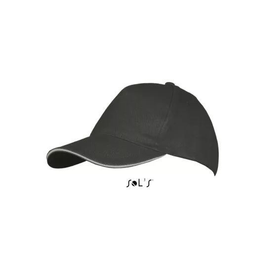 Uniszex pamut 5 paneles baseball sapka, SOL'S SO00594, Dark Grey/Light Grey-U