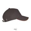 Uniszex pamut 5 paneles baseball sapka, SOL'S SO00594, Dark Grey/Orange-U