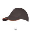 Uniszex pamut 5 paneles baseball sapka, SOL'S SO00594, Dark Grey/Orange-U