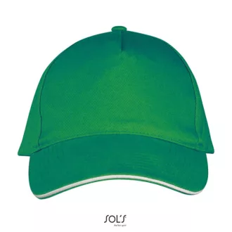   Uniszex pamut 5 paneles baseball sapka, SOL'S SO00594, Kelly Green/White-U