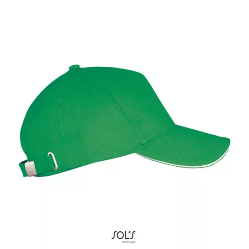 Uniszex pamut 5 paneles baseball sapka, SOL'S SO00594, Kelly Green/White-U