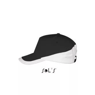   Uniszex fém csatos 5 paneles kétszínű baseball sapka, SOL'S SO00595, Black/White-U