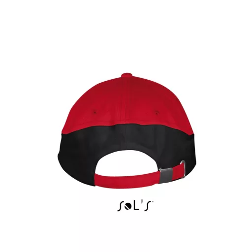 Uniszex fém csatos 5 paneles kétszínű baseball sapka, SOL'S SO00595, Red/Black-U