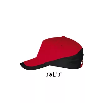   Uniszex fém csatos 5 paneles kétszínű baseball sapka, SOL'S SO00595, Red/Black-U