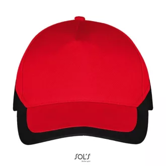  Uniszex fém csatos 5 paneles kétszínű baseball sapka, SOL'S SO00595, Red/Black-U