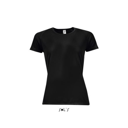 Női raglános rövid ujjú sport póló, SOL'S SO01159, Black-L