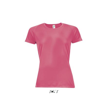 Női raglános rövid ujjú sport póló, SOL'S SO01159, Neon Coral-2XL