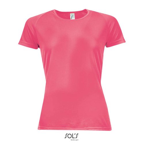 Női raglános rövid ujjú sport póló, SOL'S SO01159, Neon Coral-L