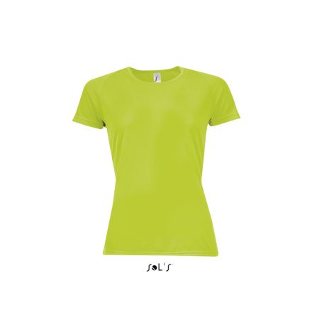 Női raglános rövid ujjú sport póló, SOL'S SO01159, Neon Green-2XL