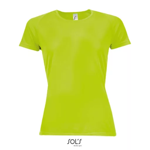 Női raglános rövid ujjú sport póló, SOL'S SO01159, Neon Green-XL