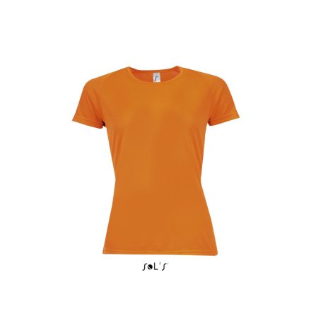 Női raglános rövid ujjú sport póló, SOL'S SO01159, Neon Orange-2XL