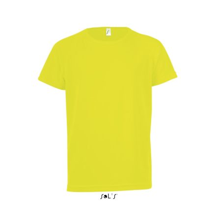 Gyerek SPORTY raglán ujjú kereknyakú sportpóló, SOL'S SO01166, Neon Yellow-10A