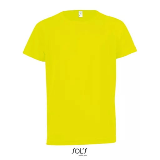 Gyerek SPORTY raglán ujjú kereknyakú sportpóló, SOL'S SO01166, Neon Yellow-10A