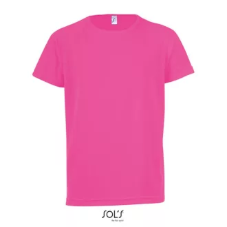  Gyerek SPORTY raglán ujjú kereknyakú sportpóló, SOL'S SO01166, Neon Pink 2-6A
